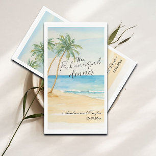 Rehearsal Dinner Beach and Palm Trees Wedding Napkin