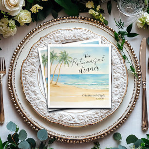 Rehearsal Dinner Beach and Palm Trees Wedding Napkin