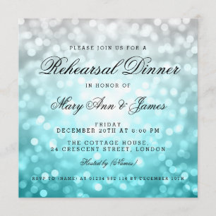 Rehearsal Dinner Beach Ombre Glitter Lights Invitation