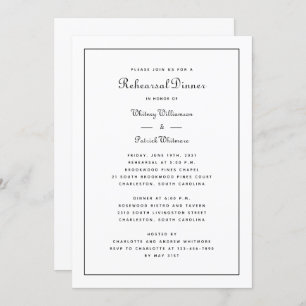 Rehearsal Dinner Black & White Wedding Elegant Invitation