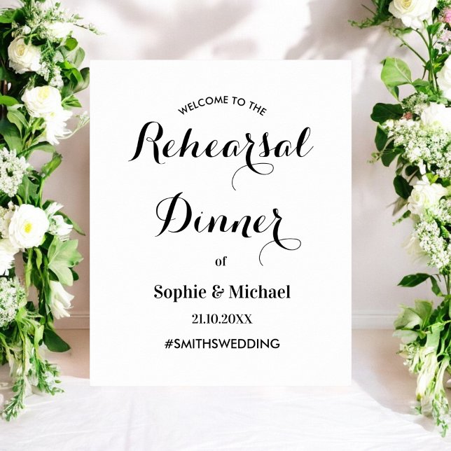 Rehearsal Dinner Black White Welcome Poster (Creator Uploaded)