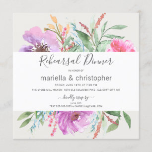 Rehearsal Dinner Blooming Garden Watercolor Invitation