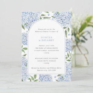 Rehearsal Dinner Blue Hydrangea Flower Arch Invitation