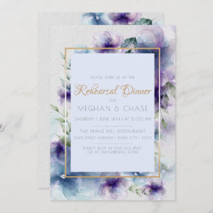 Rehearsal Dinner Blue-Violet Watercolor Floral Invitation