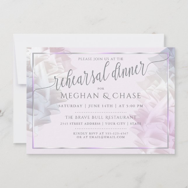 Rehearsal Dinner | BOHO Lilac Ombré Ruffles Card (Front)