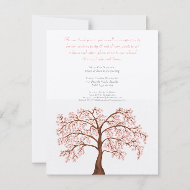 Rehearsal Dinner Cherry Blossom Sakura Tree Invite (Front)