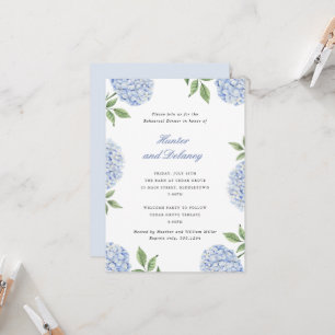 Rehearsal Dinner Classic Blue Hydrangea Flower, SM Invitation