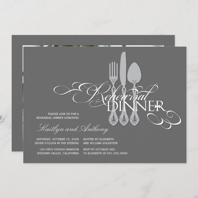 Rehearsal Dinner Classic Scrolls 2 Wedding Invite (Front/Back)