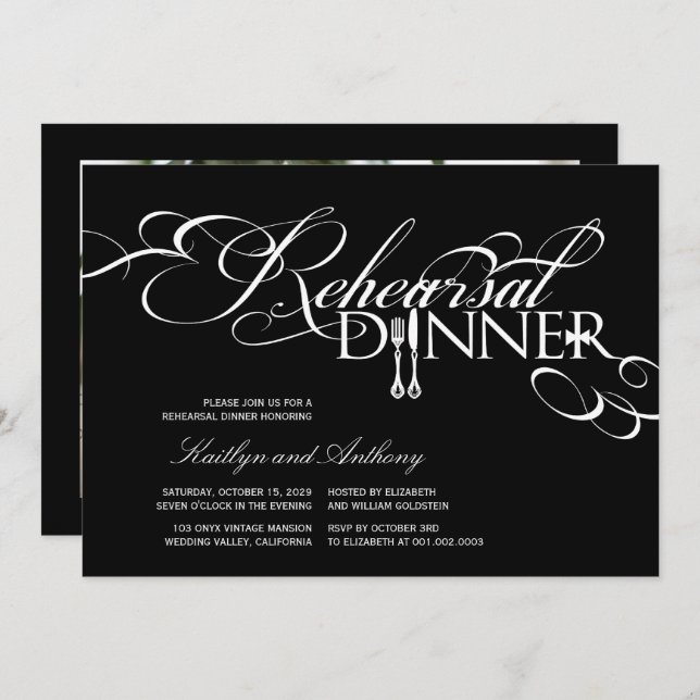 Rehearsal Dinner Classic Scrolls Wedding Invite (Front/Back)