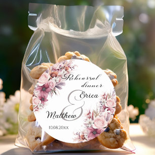 Rehearsal Dinner Dusty Pink Boho Floral Wedding Classic Round Sticker