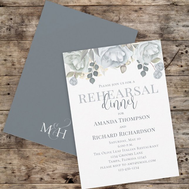 Rehearsal Dinner Dusty Rose Floral Watercolor Rose Invitation (Creator Uploaded)
