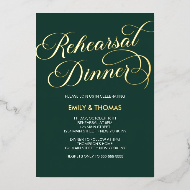 Rehearsal dinner Elegant Invitation Foil Invitatio (Front)