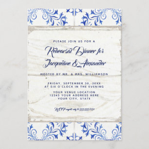 Rehearsal Dinner Farm Navy Country Chic Rustic Invitation