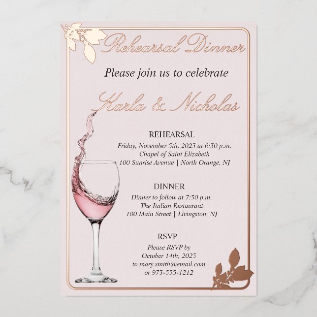 Rehearsal Dinner Floral Toast, Blush (Front)