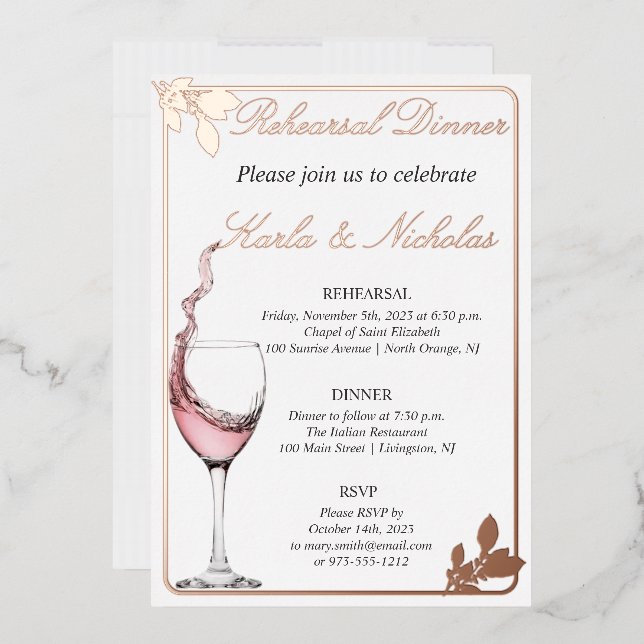 Rehearsal Dinner, Floral Toast, Elegant White (Envelope)