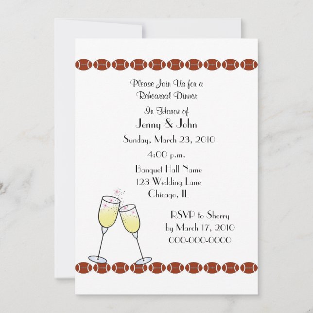 Rehearsal Dinner Football Theme Invitation (Front)