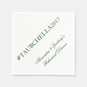 Rehearsal Dinner Hashtag Napkins Green and White