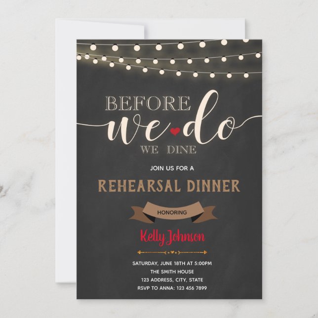Rehearsal dinner invitation (Front)