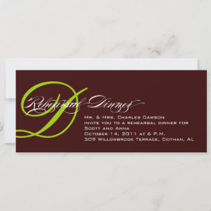 Rehearsal Dinner Invitation Brown Green Monogram B
