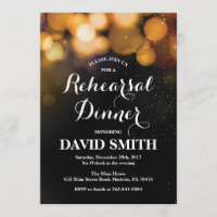Rehearsal Dinner Invitation Card Gold Glitter
