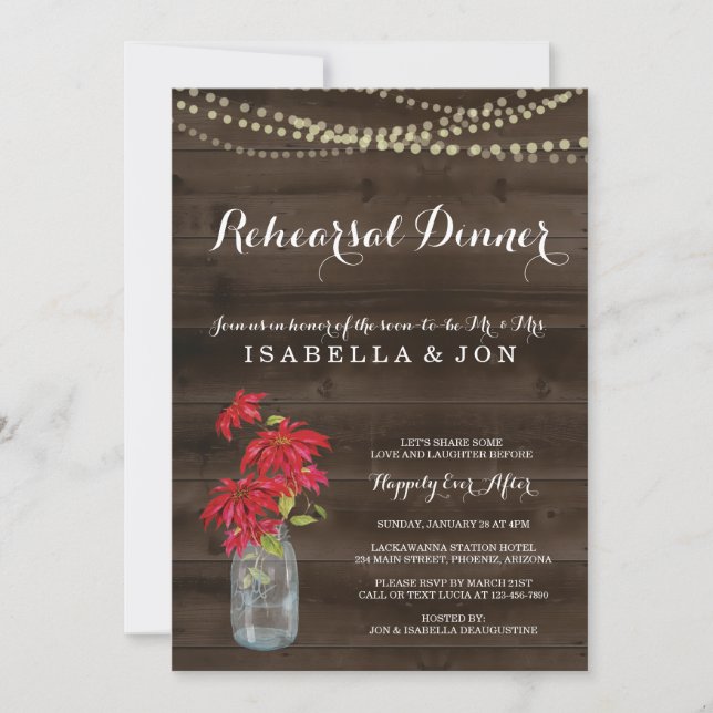 Rehearsal Dinner Invitation | Christmas Poinsettia (Front)