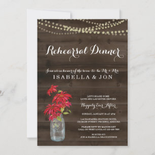 Rehearsal Dinner Invitation Christmas Poinsettia