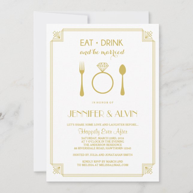 Rehearsal Dinner Invitation / Eat Drink Be Married (Front)