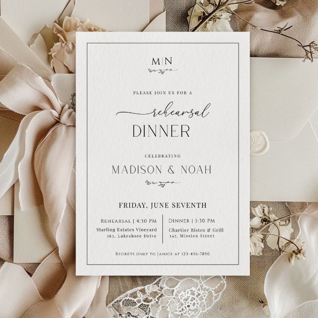 Rehearsal Dinner Invitation Monogram, Classic Wedd (Creator Uploaded)