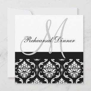 Rehearsal Dinner Invitation Monogram Names Damask