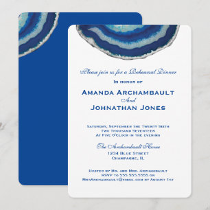 Rehearsal Dinner Invitation Navy Blue Agate