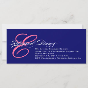 Rehearsal Dinner Invitation Navy Pink Monogram