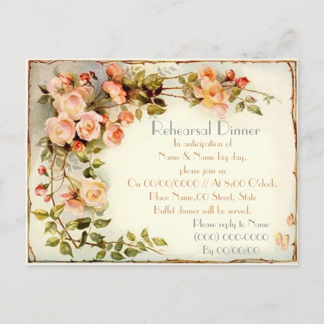 Rehearsal dinner invitation postcard (Front)
