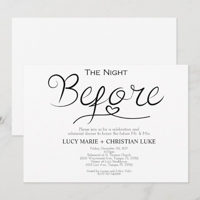 Rehearsal Dinner Invitation, Rehearsal, Script Invitation (Front/Back)