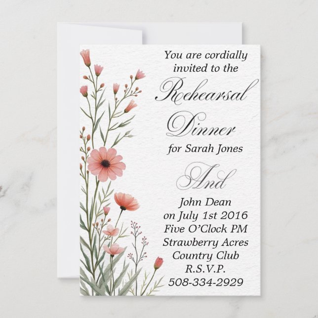 Rehearsal Dinner invitation simple (Front)