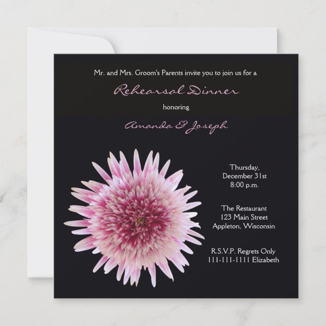 Rehearsal Dinner Invitation -- Stunning Gerbera (Front)
