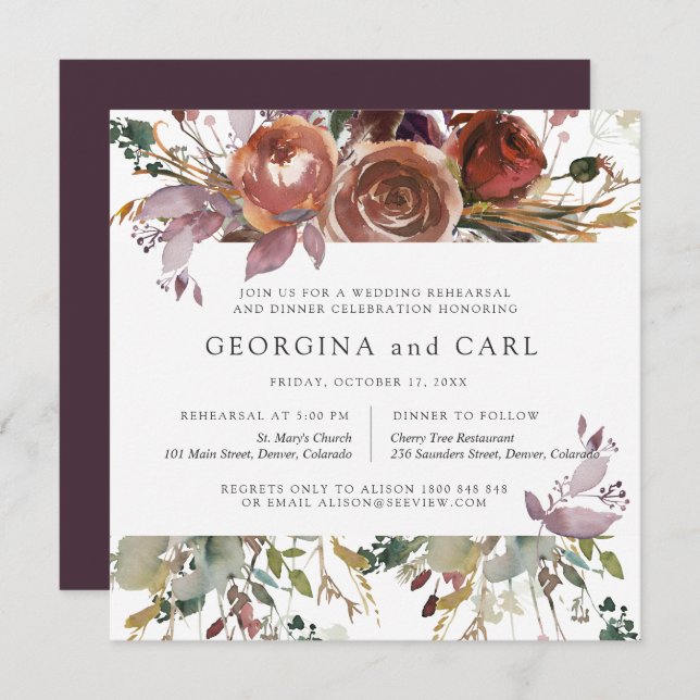 Rehearsal Dinner Invitations | Butterum & Plum (Front/Back)