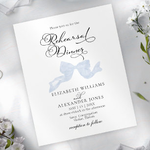 Rehearsal Dinner Invitations   Dusty Blue Bow