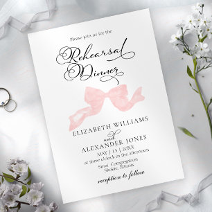 Rehearsal Dinner Invitations   Pink Bow