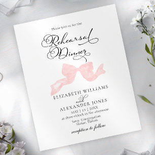 Rehearsal Dinner Invitations Pink Bow