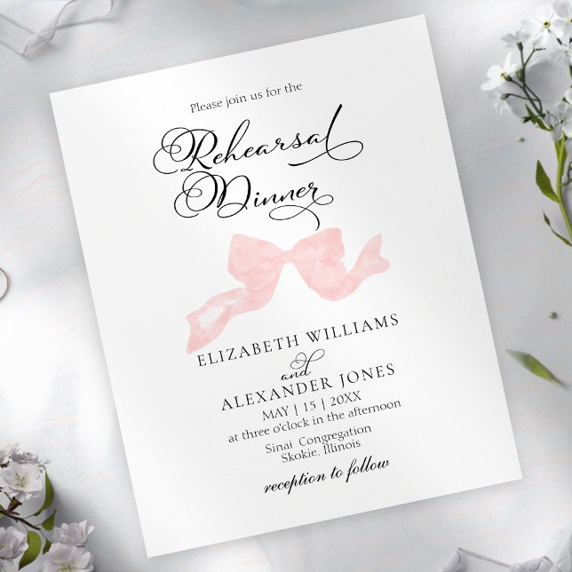 Rehearsal Dinner Invitations | Pink Bow (Creator Uploaded)