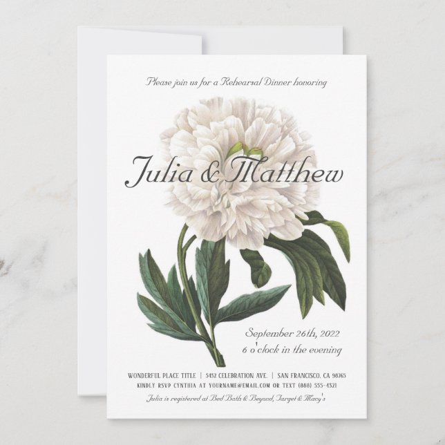 Rehearsal Dinner Invitations | Vintage Botanical (Front)
