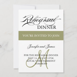 Rehearsal Dinner Invitations White Sage Monogram
