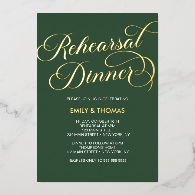 Rehearsal Dinner Metallic Foil Invitation (Front)