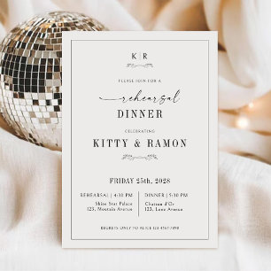 Rehearsal Dinner Monogram Classic Wedding Invitation
