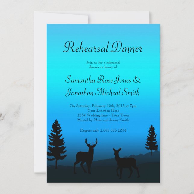 Rehearsal Dinner Nature Mountain Dusk Blue Invitation (Front)