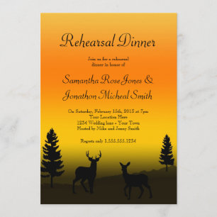 Rehearsal Dinner Nature Mountain Sunset Orange Invitation