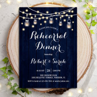 Rehearsal Dinner - Navy Blue Rustic Wood