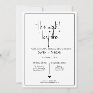 Rehearsal Dinner, Night Before Invitation
