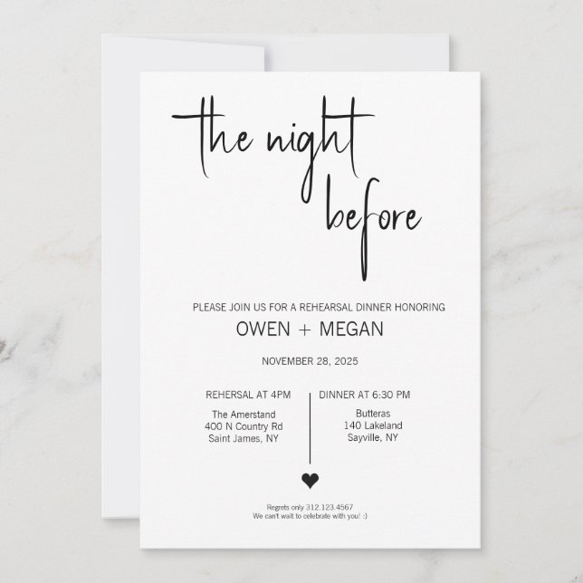 Rehearsal Dinner, Night Before Invitation (Front)
