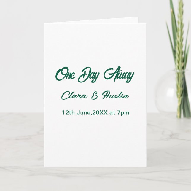 Rehearsal dinner One day away night before name da Card (Front)